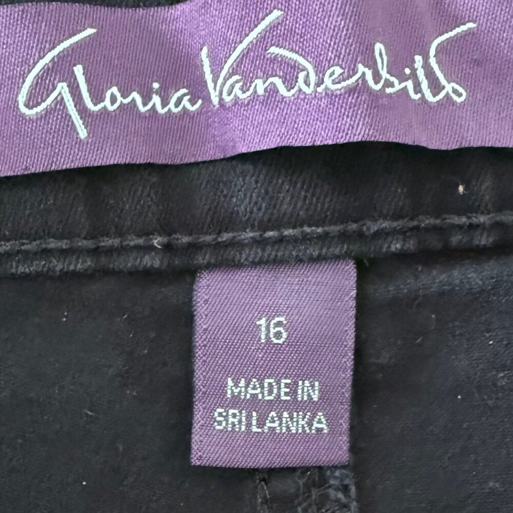 Gloria Vanderbilt Black Amanda Stretch Jeans‎ Embellished pockets Size 16 - Picture 5 of 7
